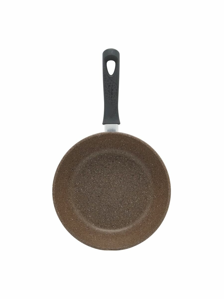 Сковорода - блинница ПоварЛюкс, антипригарная, с толстым дном, 22 см, коричневая — фото 1