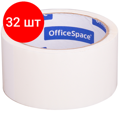Комплект 32 шт, Клейкая лента упаковочная OfficeSpace, 48мм*40м, 45мкм, белая, ШК клейкая лента малярная 48мм х 40м unibob белая