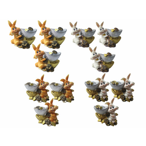 Статуэтки 12 штук Декоративное изделие Зайцы в доле Символ года 349₽