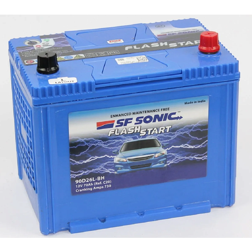 Аккумулятор автомобильный SF SONIC 90D26L 70Ah 730A ОП (260x173x225) D26L 260x173x225