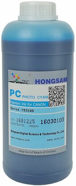 Чернила DCTec пигментные Canon Pro1000 Photo Cyan (фото синий) 1000 мл