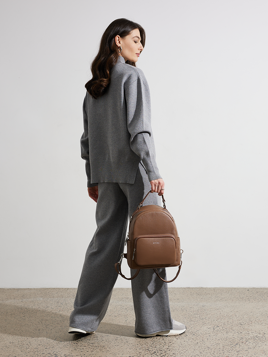 Сумка-рюкзак Afina, фактура зернистая, Корица — фото 1