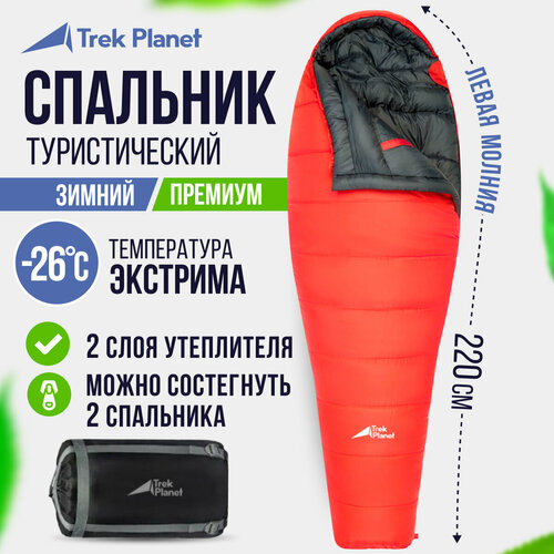 Спальный мешок TREK PLANET Norge красный 220 см 85 см с левой стороны
