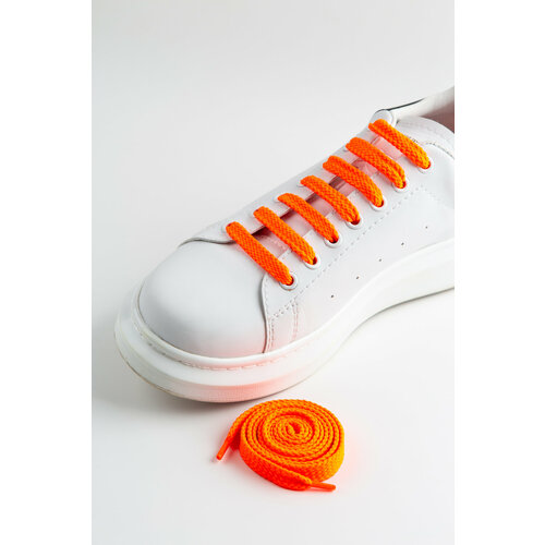 Шнурки для обуви, плоские, неоновый оранжевый, 110 см, 13 мм