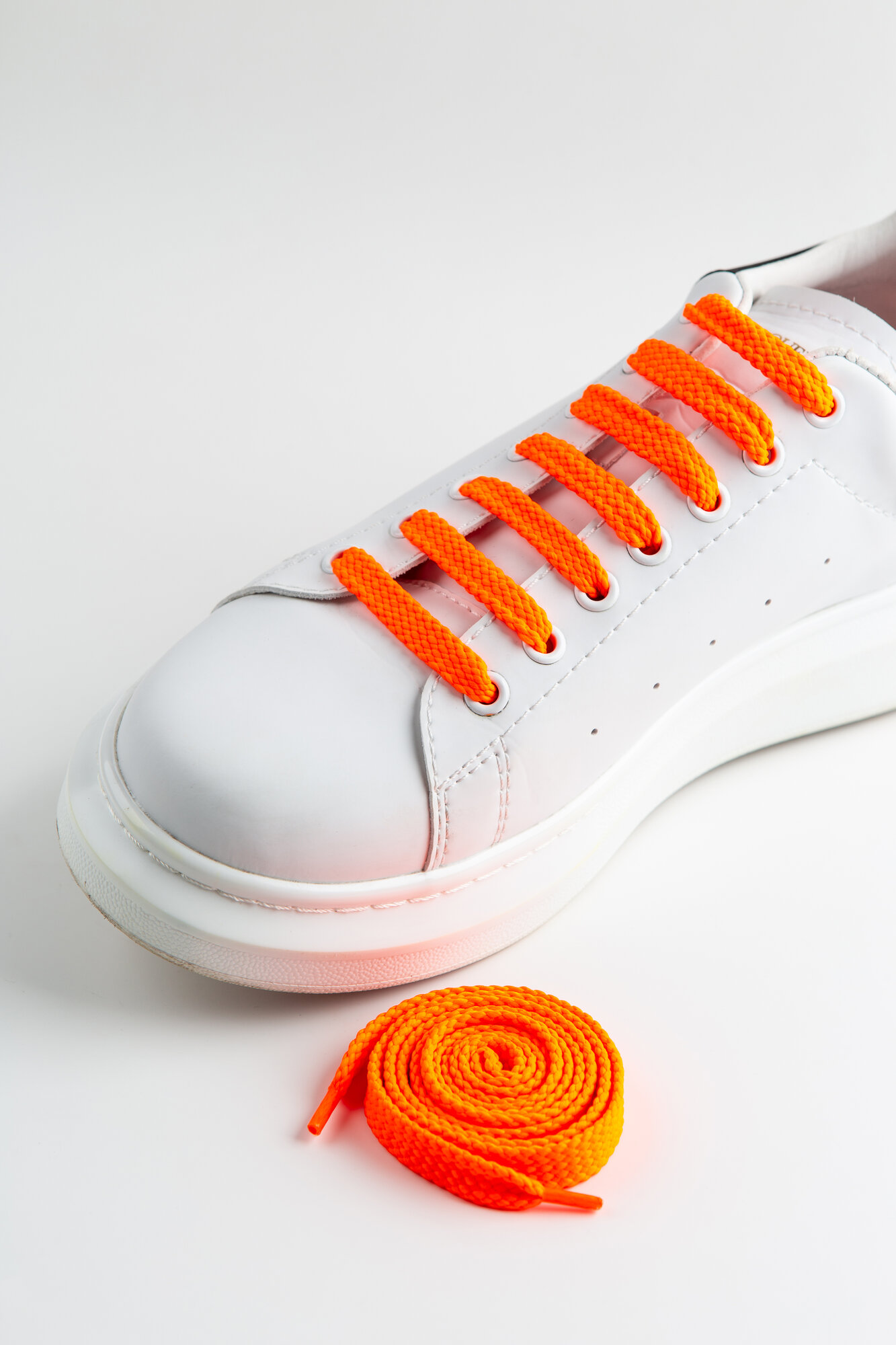 Шнурки для обуви, плоские, неоновый оранжевый, 110 см, 13 мм