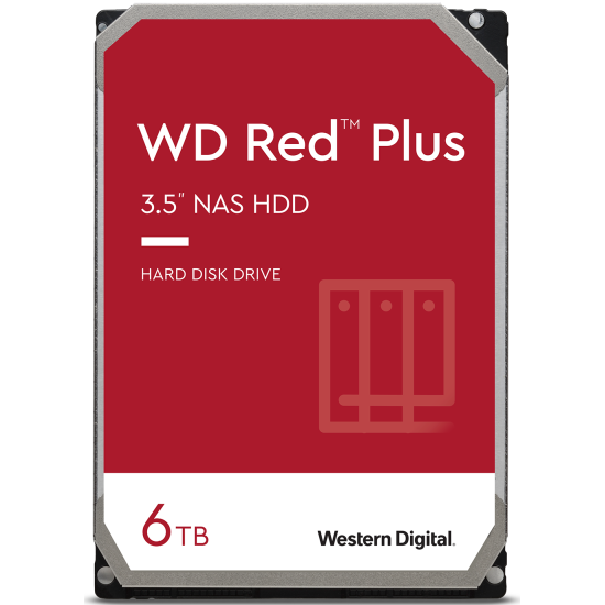 Жесткий диск 3.5" Western Digital WD Red Plus 6 ТБ, SATA III, 256 Mb, 5400 rpm (WD60EFPX)