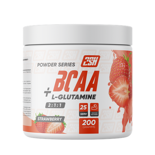 2SN BCAA + L-glutamine 200g (Клубника) bcaa l glutamine 2 1 1 со вкусом апельсина 2sn 200 г