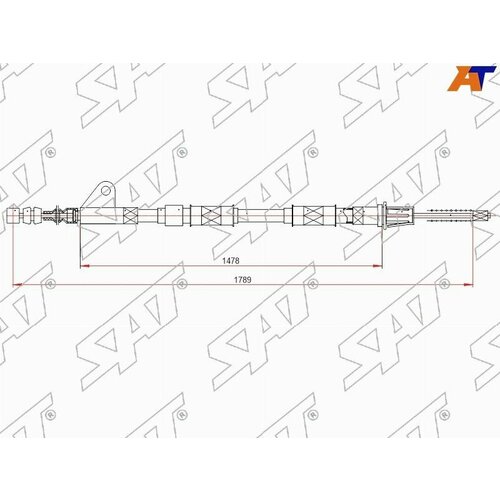 Трос ручного тормоза TOYOTA AVENSIS правая 97-00 (барабанные тормоза)