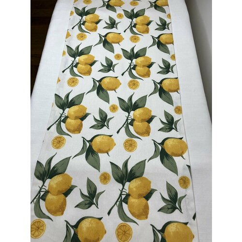 Скатерть - дорожка 40х150 / сервировка на стол / тефлоновая пропитка/ прямоугольная /гипоаллергенная /Лимоны