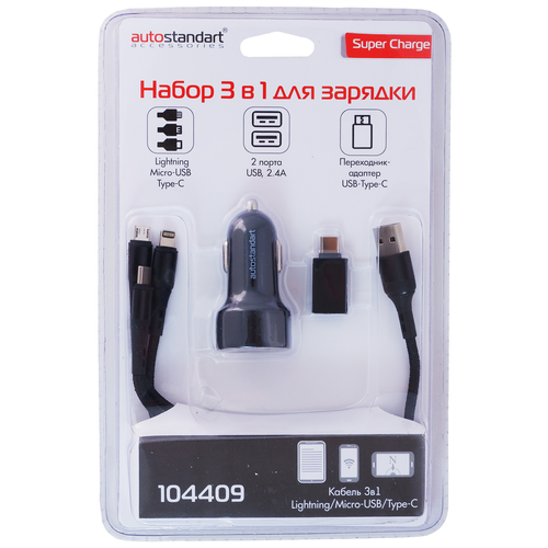 Набор для зарядки Autostandart 3в1