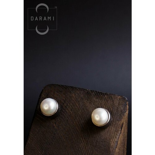 Серьги пусеты DARAMI, бежевый, белый