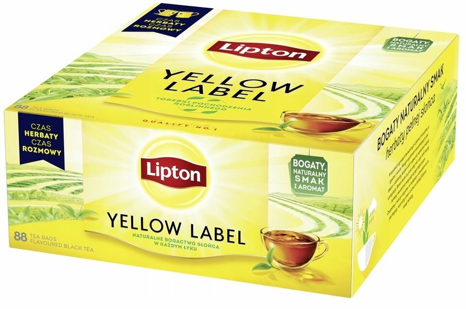 Чай черный Lipton Yellow Label 88 пакетиков 176 г (из Финляндии)