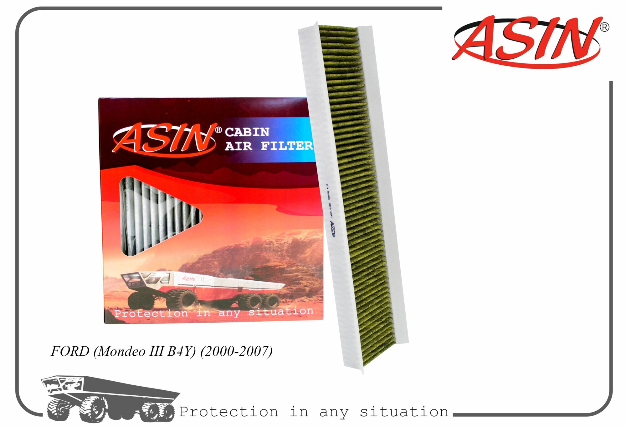 фото Фильтр салонный 1119616/ASIN. FC2953A антибактериальный, угольный для FORD Mondeo III B4Y 2000-2007