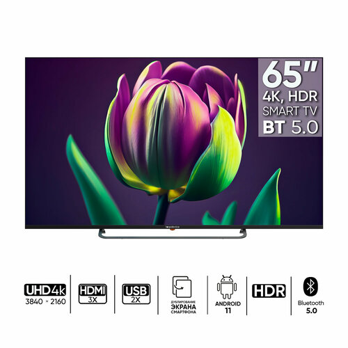 Телевизор Topdevice TV 65 ULTRA NEO CS06, UHD 4K, Smart TV WildRed, черный