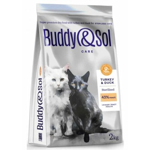 Сухой корм для взрослых стерилизованных кошек Buddy&Sol Adult Sterilized, с индейкой и уткой, 2 кг