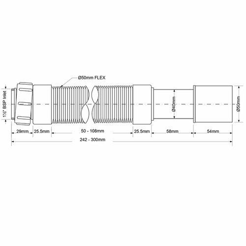 Сифон для мойки McAlpine 1 1/2х40/50 мм без выпуска с соединением 40/50 мм (MRMF2-03)