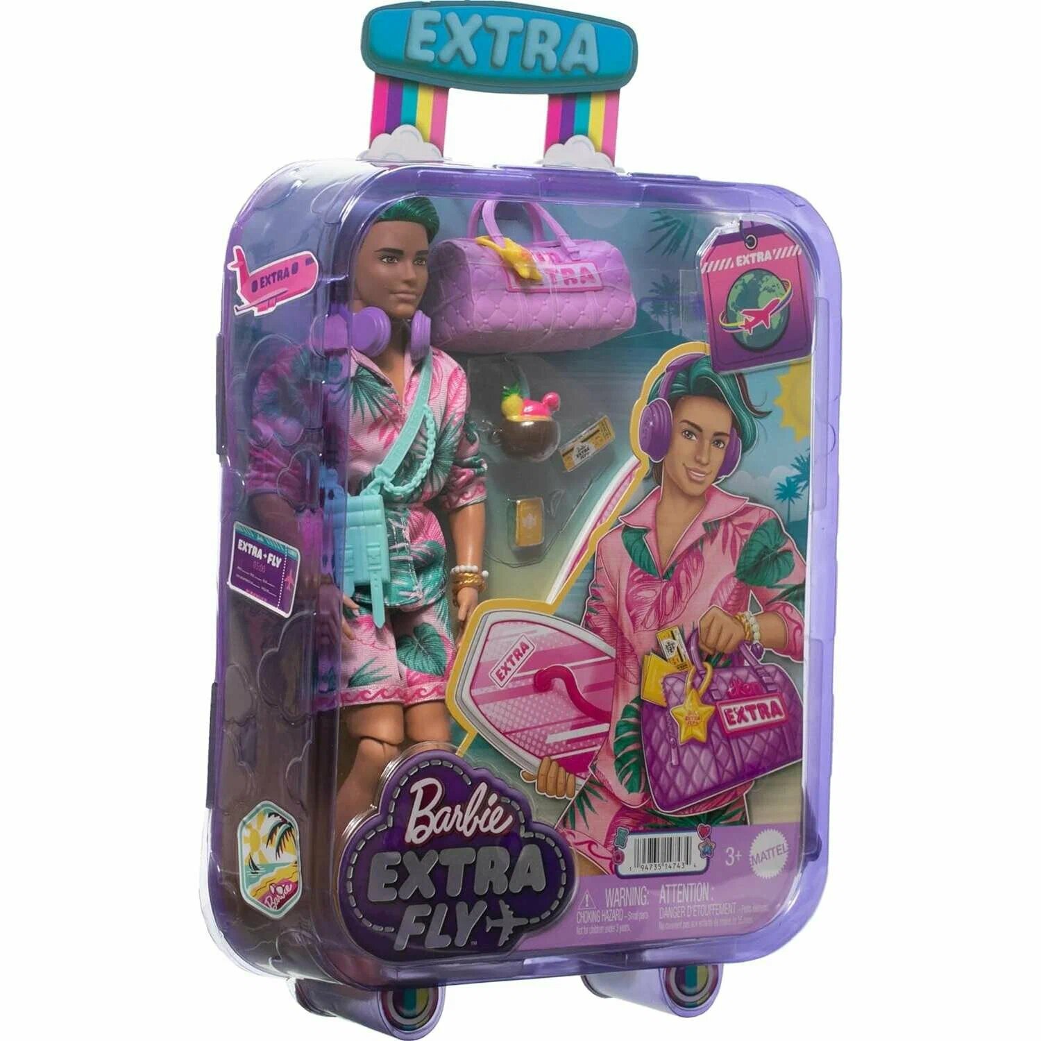 Кукла Барби (Кен) Экстра Пляж - Barbie Extra Fly Ken Beach-Themed Travel Doll, HNP86