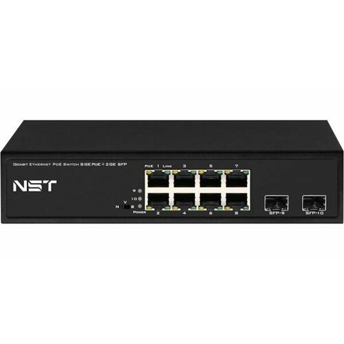 Купить PoE коммутатор Gigabit Ethernet на 8 RJ45 + 2 SFP порта. Порты ...