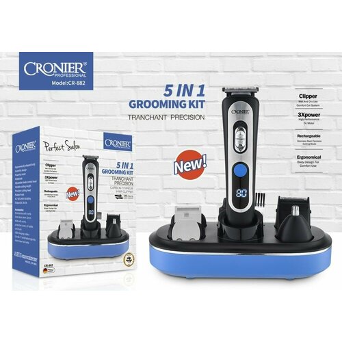 Триммер профессиональный 5в1 для волос Черный серебристый 298100₽