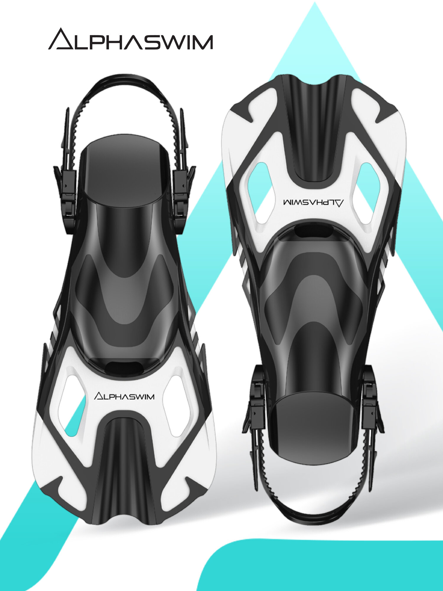 Ласты для плавания и снорклинга ALPHA SWIM регулируемые с открытой пяткой для дайвинга размер S/M 37/41