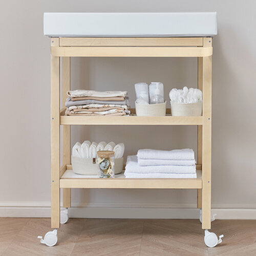 91039 Пеленальный стол с матрасом Happy Baby LAFINO деревянный на колесиках белый 13999₽