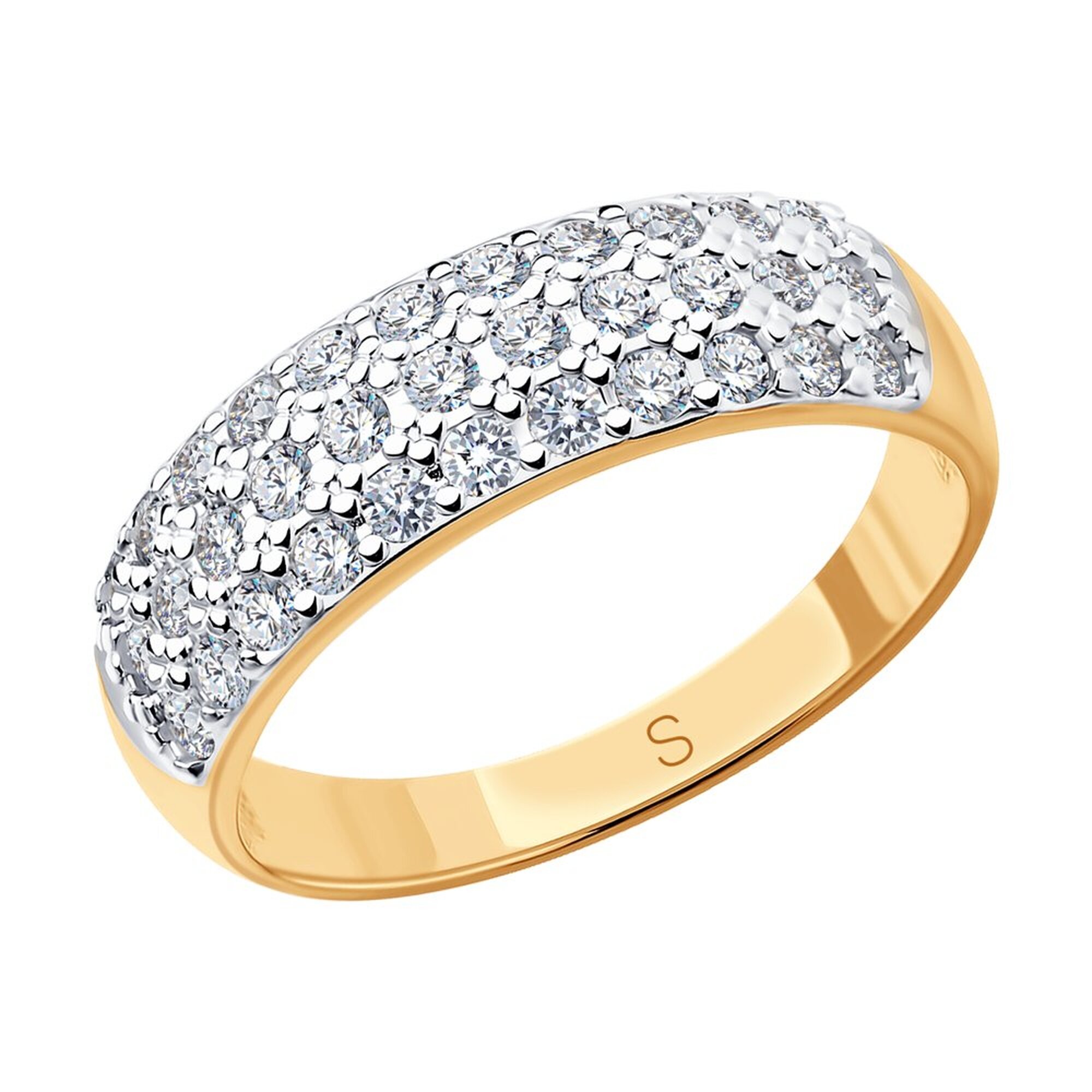 Кольцо дорожка Diamant online, красное золото, 585 проба, фианит