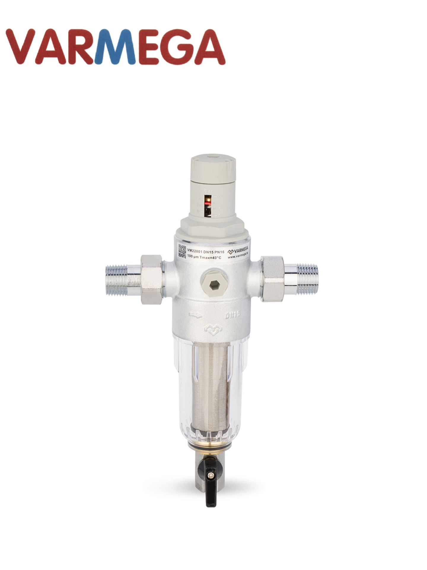 Фильтр сетчатый промывной, комбинированный Varmega VM22901, 1/2", PN25, для ГВС и ХВС