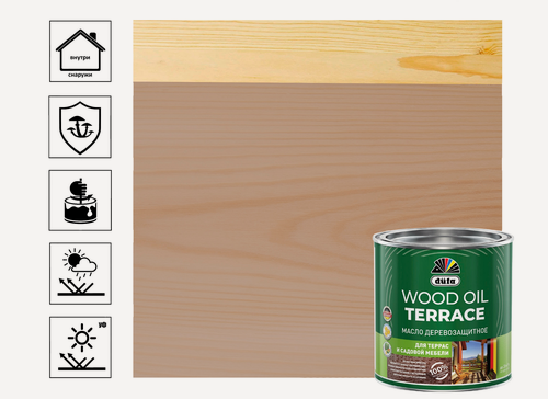 Изображение товара Масло Dufa Wood Oil Terrace дуб 0,9 л для террас и садовой мебели