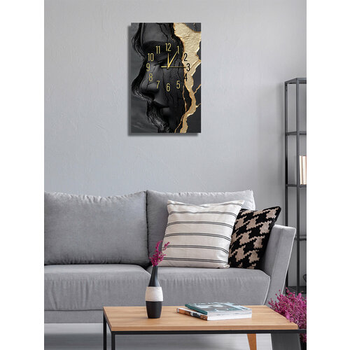 Картина - часы настенные на холсте LOFTime Девушка черн зол Ч-656-3555