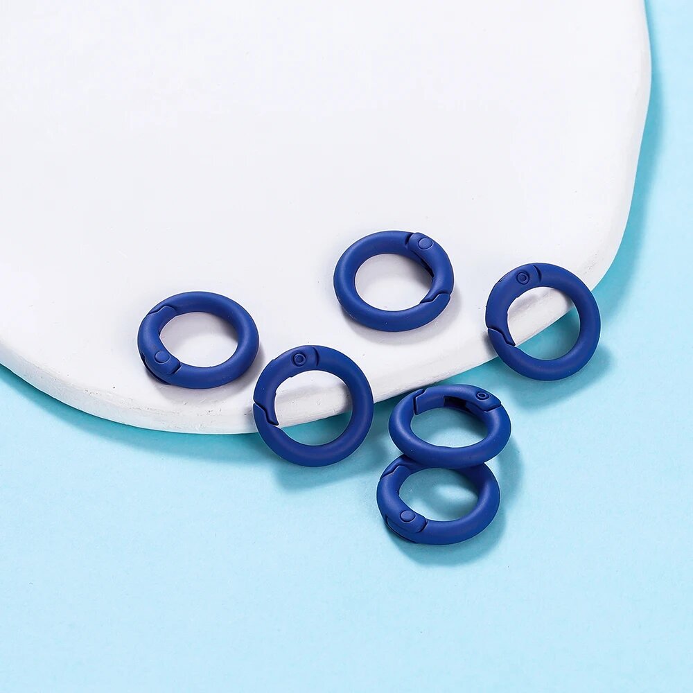 5 шт./лот цветное металлическое уплотнительное кольцо пружинная застежка открывающийся круглый карабин брелок зажимы крючок цепочка для собак DIY ювелирные изделия пряжка разъем Синий 20mm Dark blue