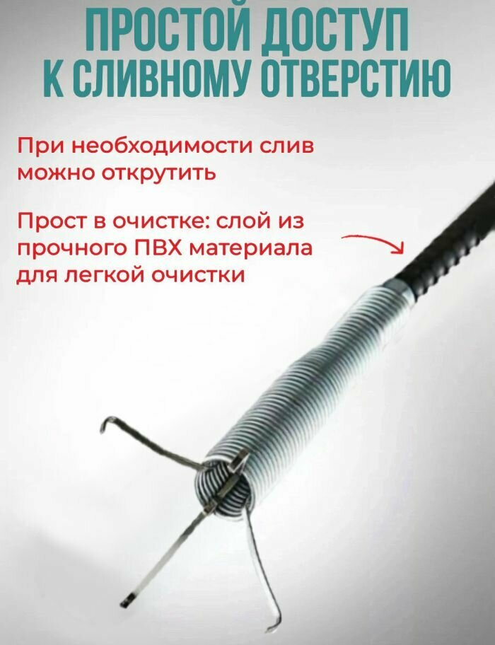 Трос для прочистки труб в ванной кухне. Сантехнический щуп для сантехники от засоров с прихватом металлический 1м. Loloki — фото 1