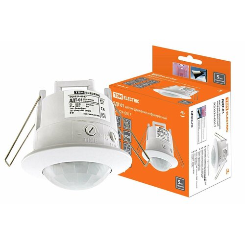 Датчик движения точечный ДДТ-01 1200Вт 10-420с 6м 3Лк 120сбоку360сверхугр IP20 TDM SQ0324-0017 1 шт 1400₽