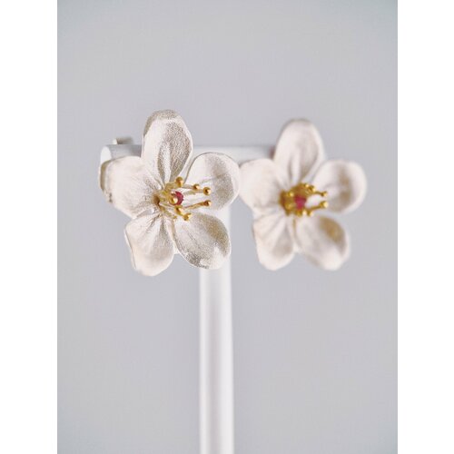 Серьги непарные Братья Глазуновы, серебро, 925 проба, золочение, фианит, размер 24 мм, , белый/золотистый