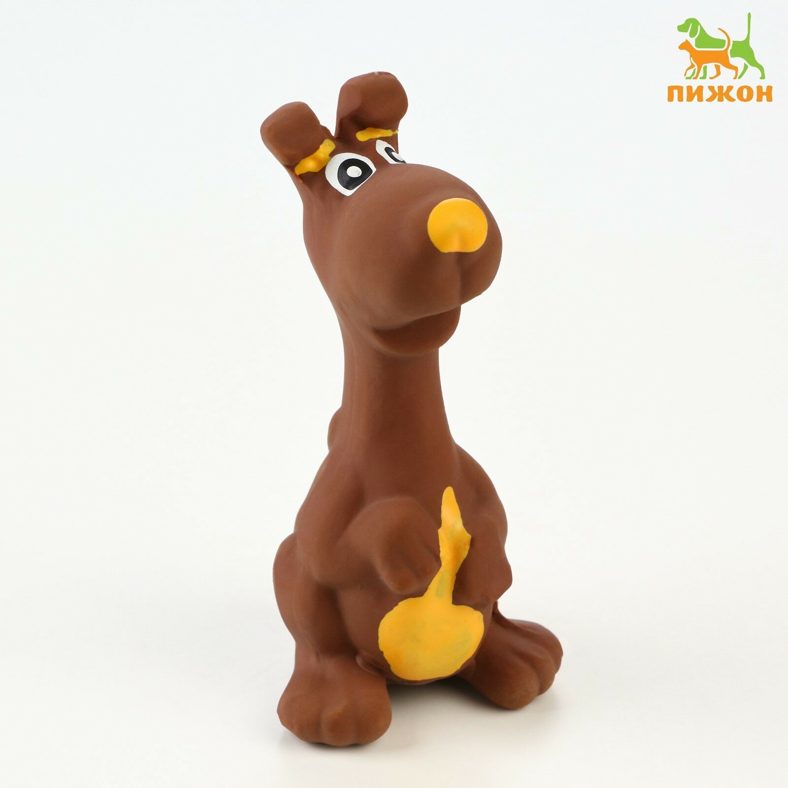 Игрушка пищащая для собак из латекса "Бобик" 11 см коричневая