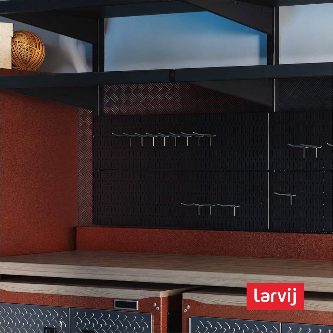 Перфорированная панель Larvij для хранения, 593х155 мм, черная — фото 1