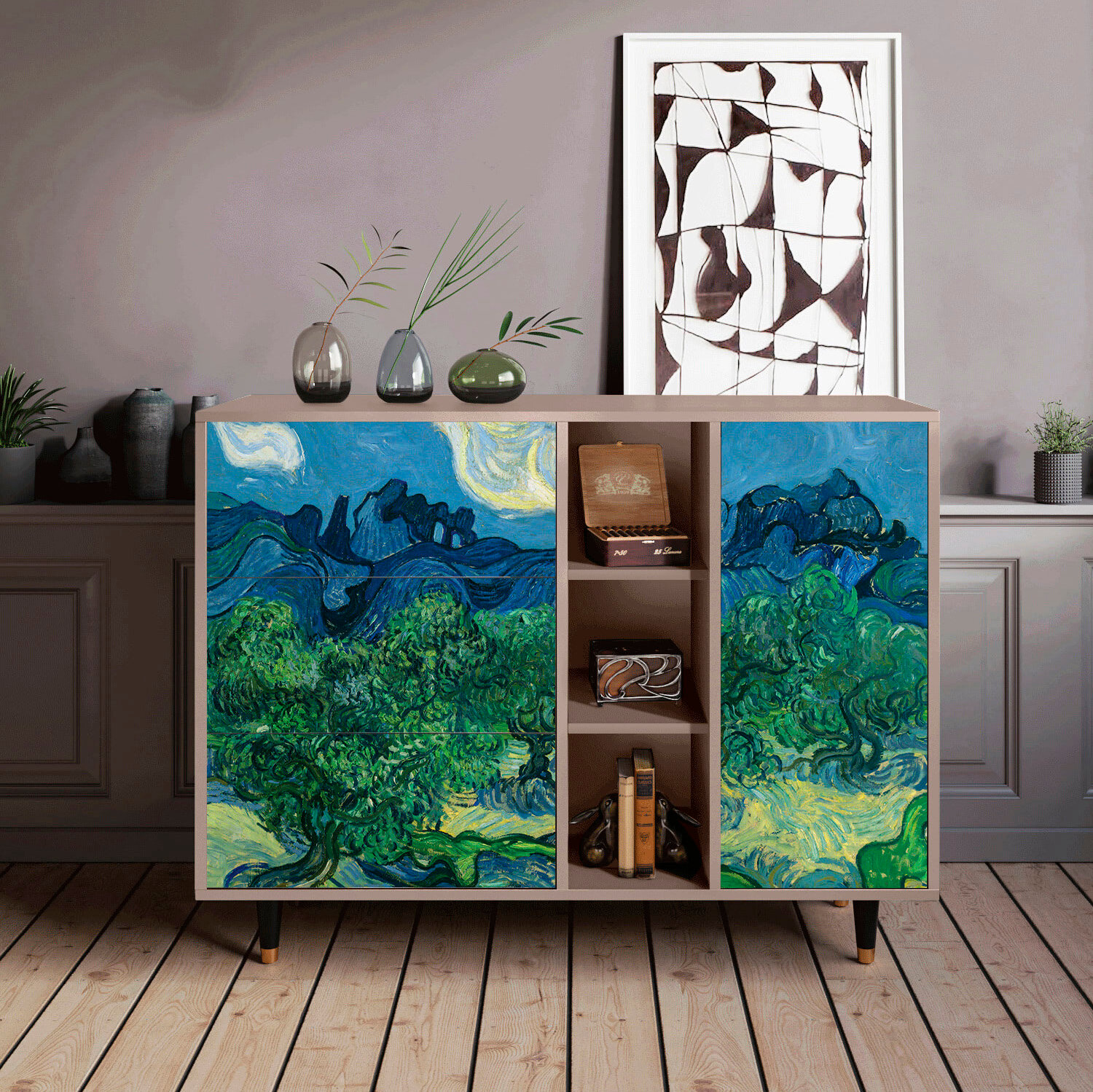 Комод - STORYZ - BS2 The Oil Trees by Van Gogh, Разер - 125 x 97 x 48 см , Цвет корпуса - Бежевый