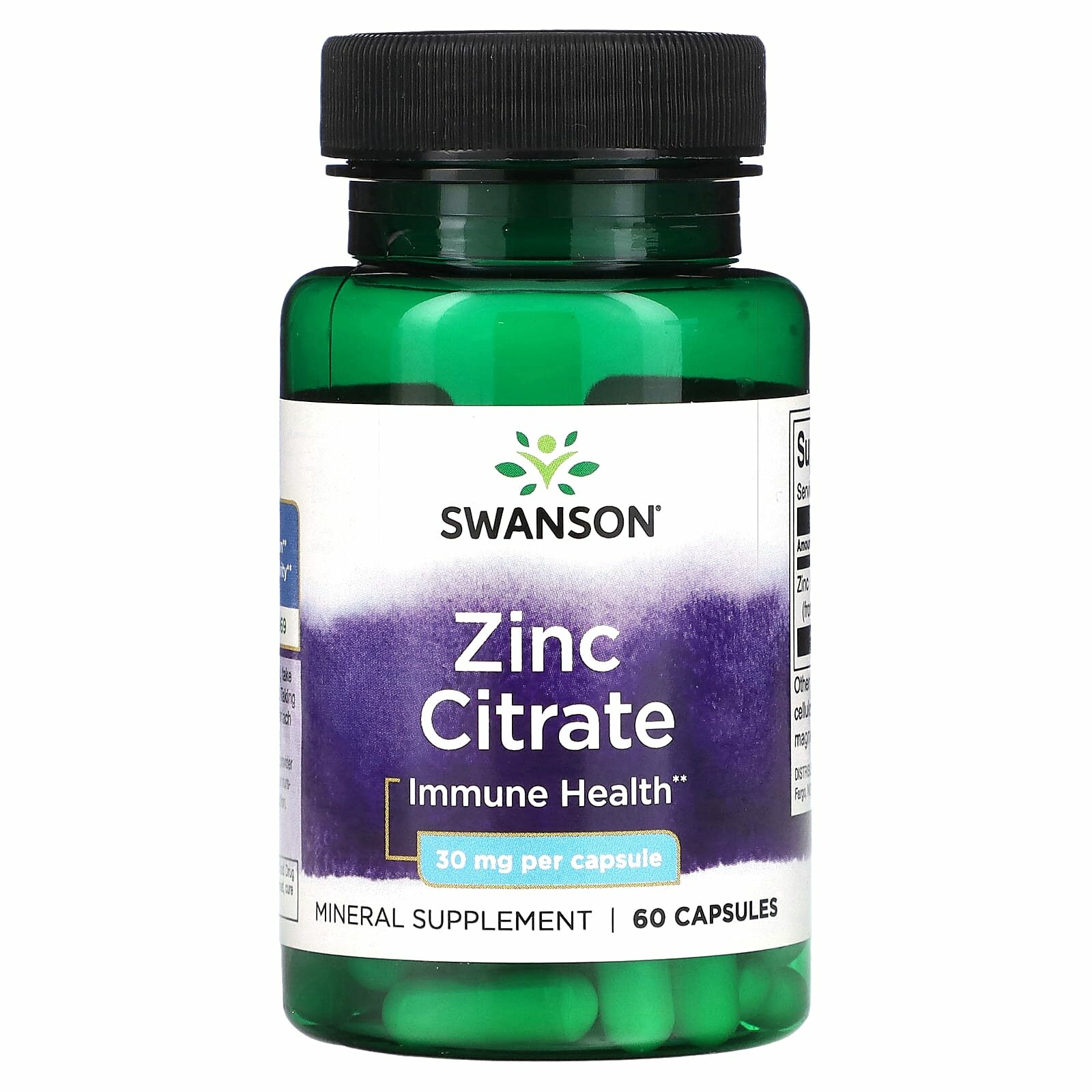 Цинк цитрат, Swanson Zinc Citrate, 30 мг, 60 капсул, для иммунитета