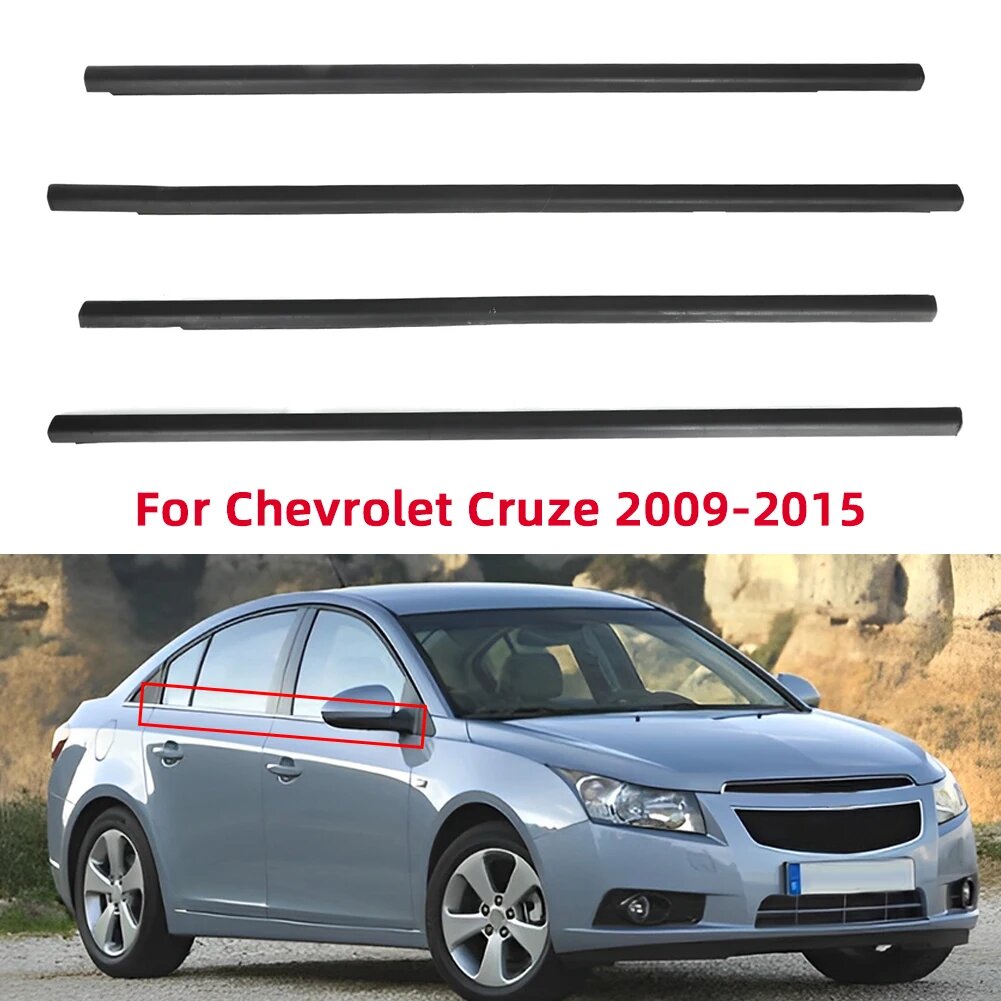 Для Chevrolet Cruze 2009-2015 4 шт, уплотнитель для окна автомобиля, накладка на окно, уплотнительный ремень, наружное оконное стекло, резина, 4pcs — фото 1
