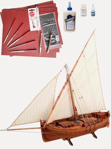Изображение товара Модель корабля, виновоз Леудо, 180 часов, 440х400х120 мм, М.1:48, 180 часов, подарочный набор, инструменты, лак, клея