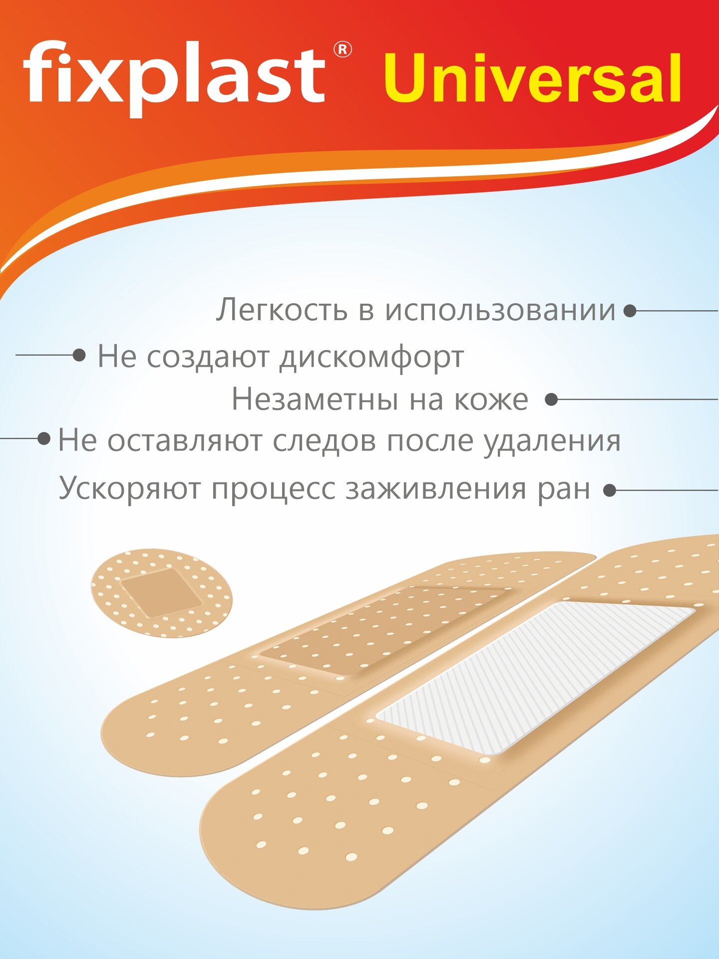Изображение Пластырь бактерицидный Fixplast Universal с антисептиком с перфорацией стерильный на полимерной основе 40 штук