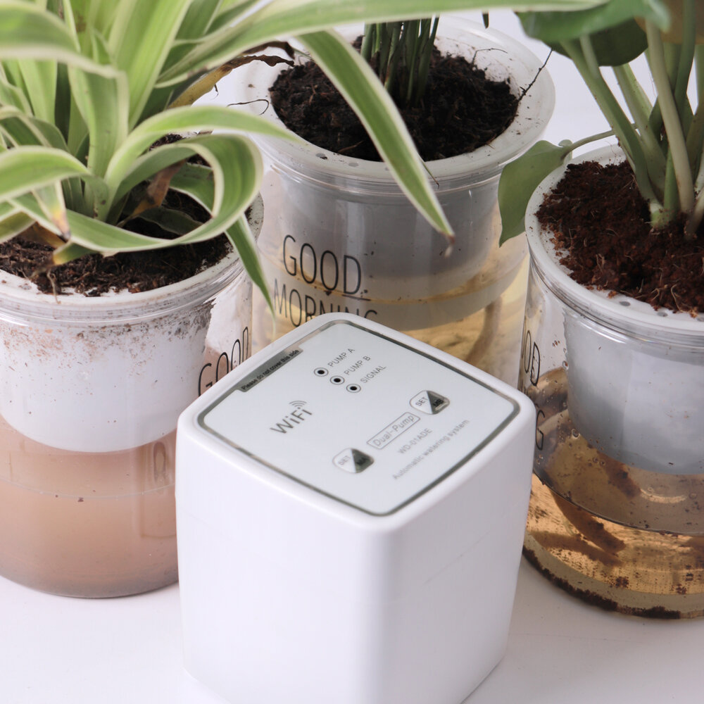 WIFI интеллектуальное устройство для полива с двойным насосом синхронизированная автоматическая система капельного орошения удаленный контроллер через приложение для сада террасы горшечных растений цветов