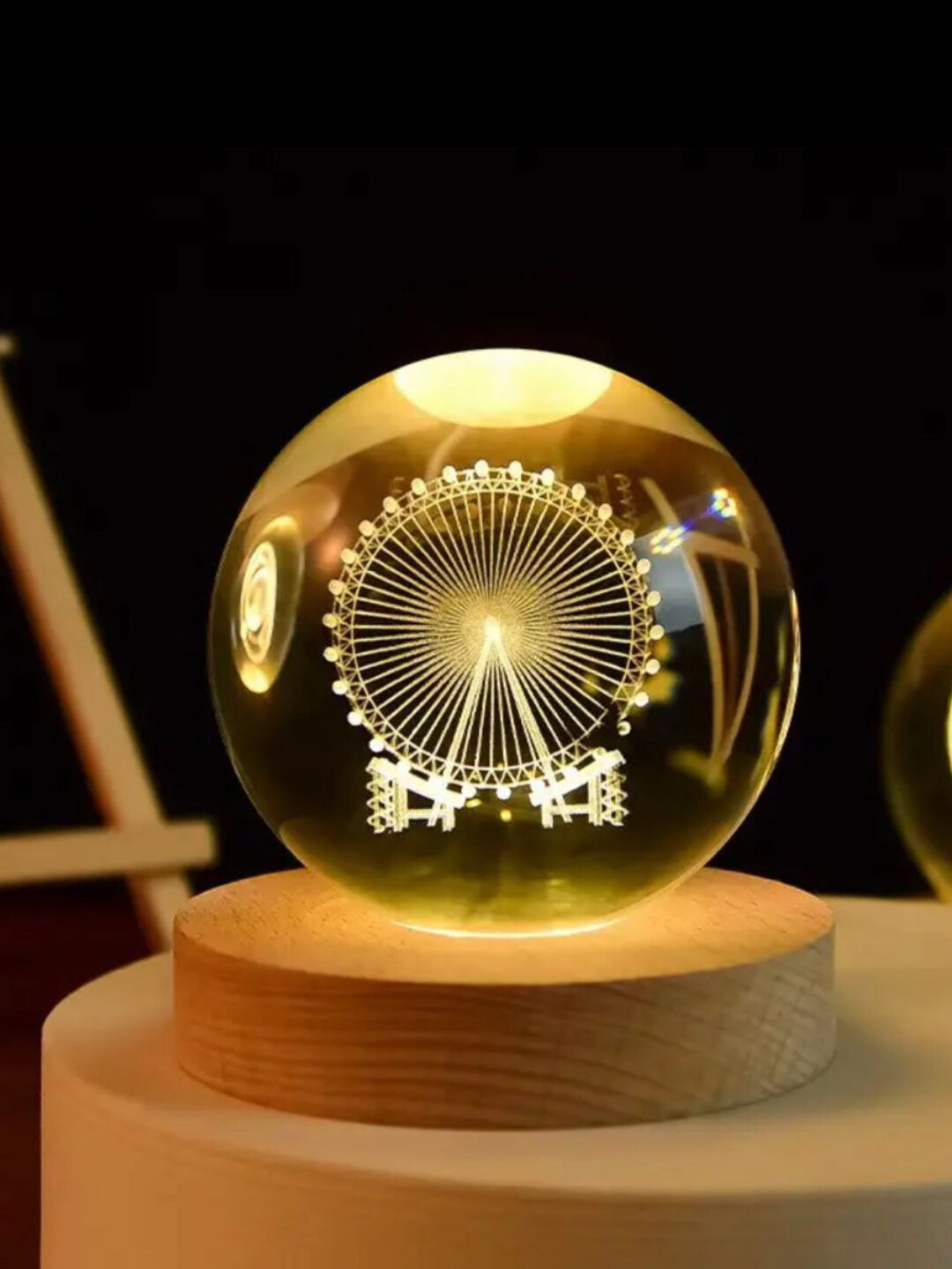 Хрустальный шар ночник 3D, антистресс, настольный светильник, 6 см, лампа LED - Бронзовый