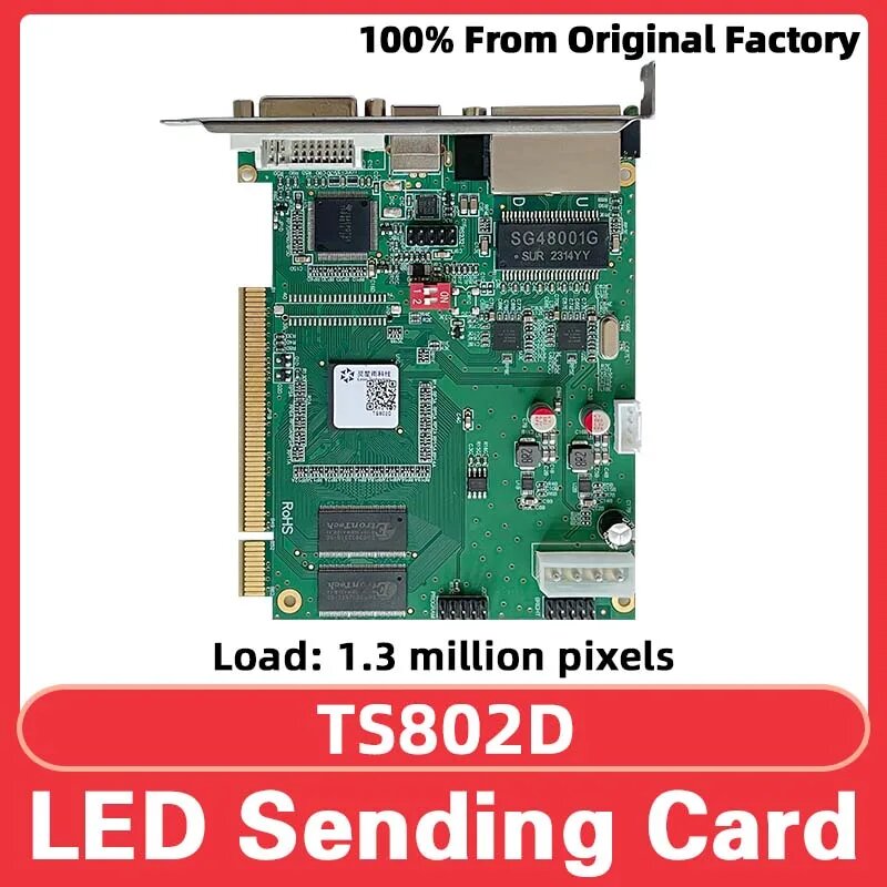 Linsn TS802D Полноцветная видеостена HUB75 Светодиодная панель Светящийся знак Отправка карты Светодиодный экран Пиксельный дисплей Материнская плата DVI