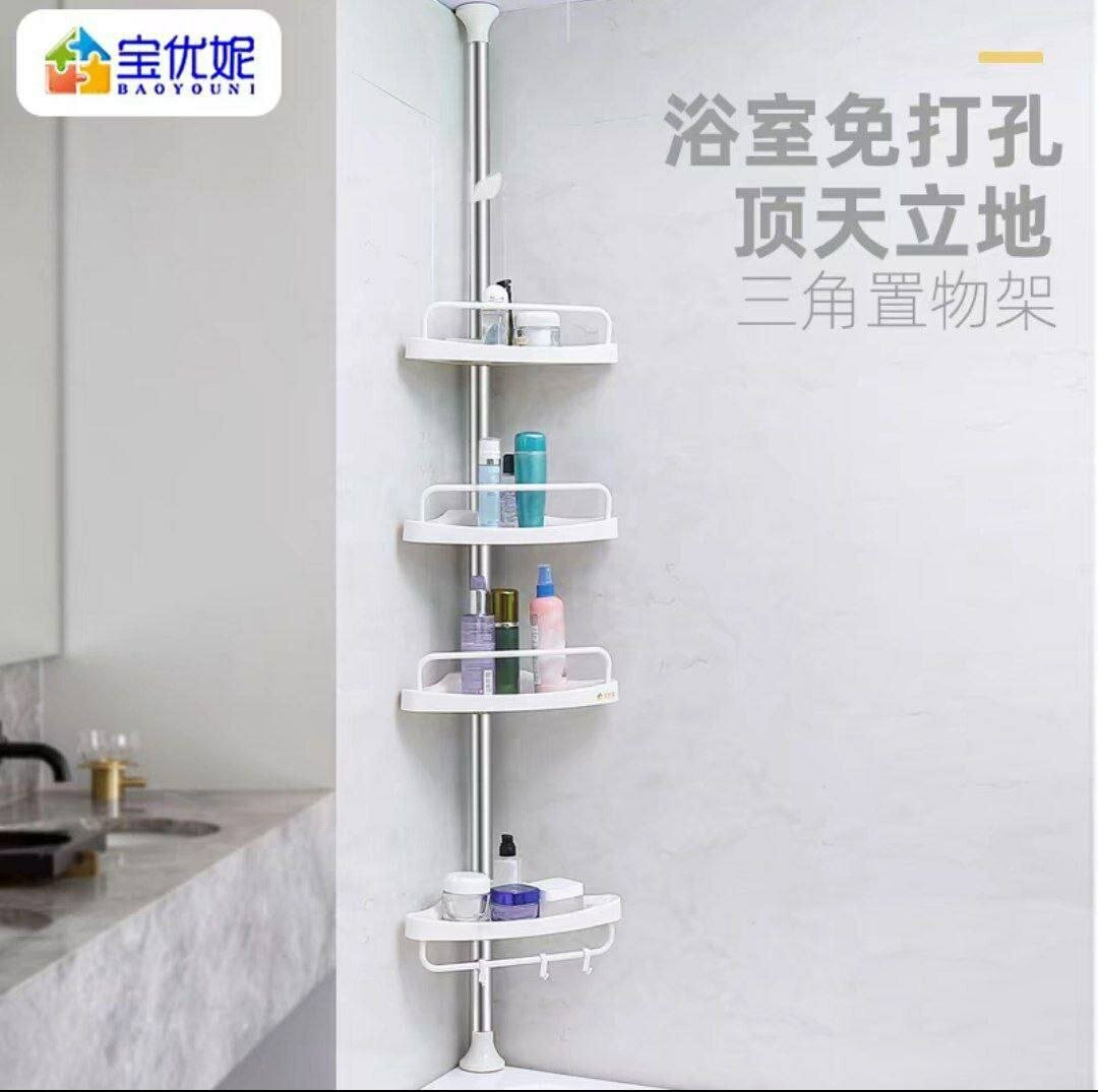 Стойка угловая с полками в ванную и душевую комнату Цвет белый