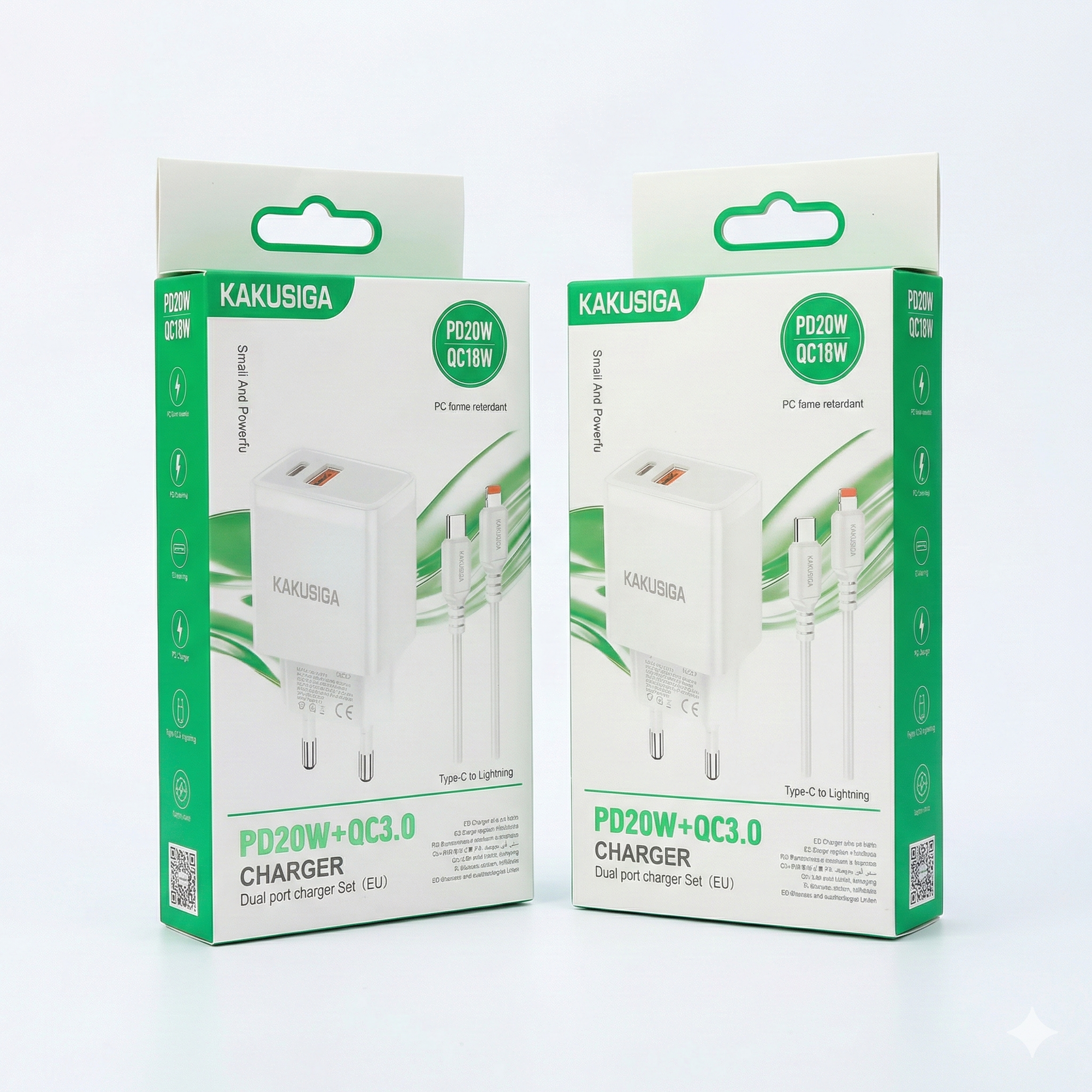 Сетевое зарядное устройство KAKUSIGA KSC-1253, быстрая зарядка, Type-C, для iPhone, белое — фото 1