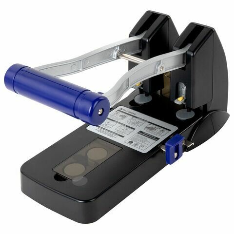 Дырокол металлический мощный BRAUBERG "EXTRA Heavy duty", до 160 листов, черно-синий, 272722