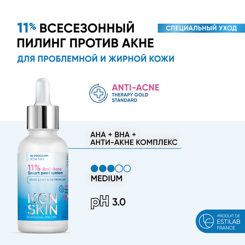 Icon Skin Пилинг для лица с 8% комплексом кислот 8% Anti-Acne Smart Peel System, 30 мл