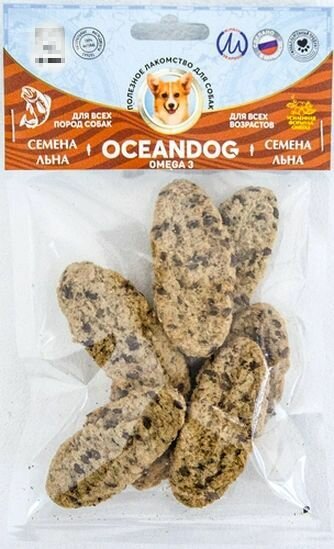 OCEANDOG Лакомство для собак, Крекеры, Треска семенами льна и отрубями, 40 гр