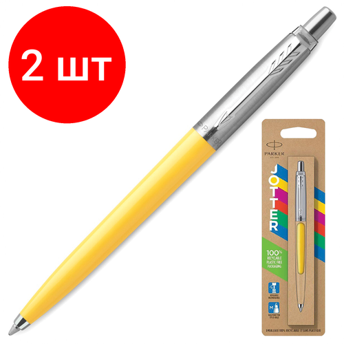 ручка parker rg0033010 комплект 2 шт Комплект 2 шт, Ручка шариковая PARKER Parker Jotter Orig Yellow, корпус желтый, детали хром, блистер, синяя, 2076056