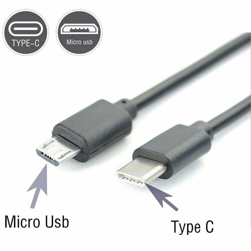 Переходник со штекера USB Type-C на микро-USB, 30 см